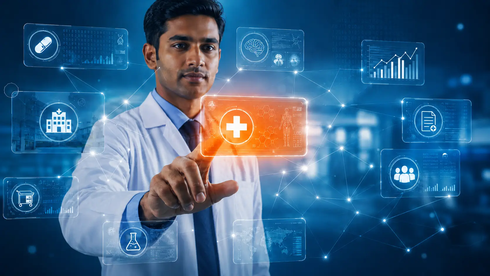 Healthcare professional using digital healthcare manufacturing technology