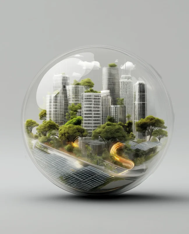 Sustainable city representing environmental responsibility